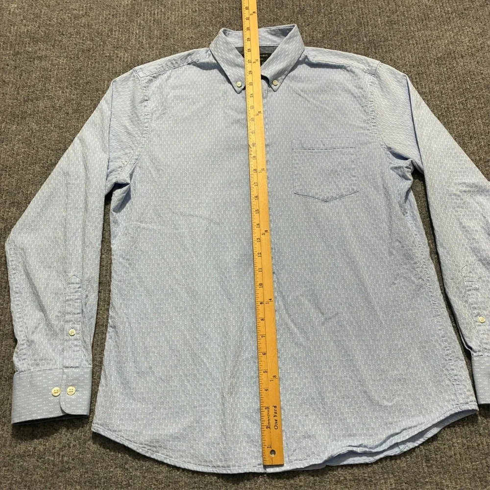 Banana Republic‎ Soft Wash Slim Fit Mens Button Down Shirt L Blue Long Sleeve